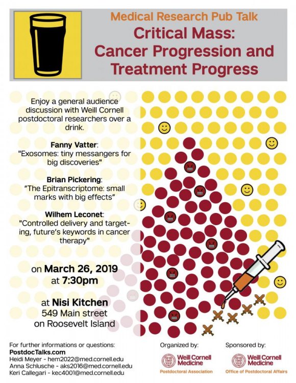 March 26th, Next Nisi Pub Talk, Critical Mass: Cancer Progression and Treatment with Weill Cornell Post Docs March 26th, Next Nisi Pub Talk, Critical Mass: Cancer Progression and Treatment with Weill Cornell Post Docs